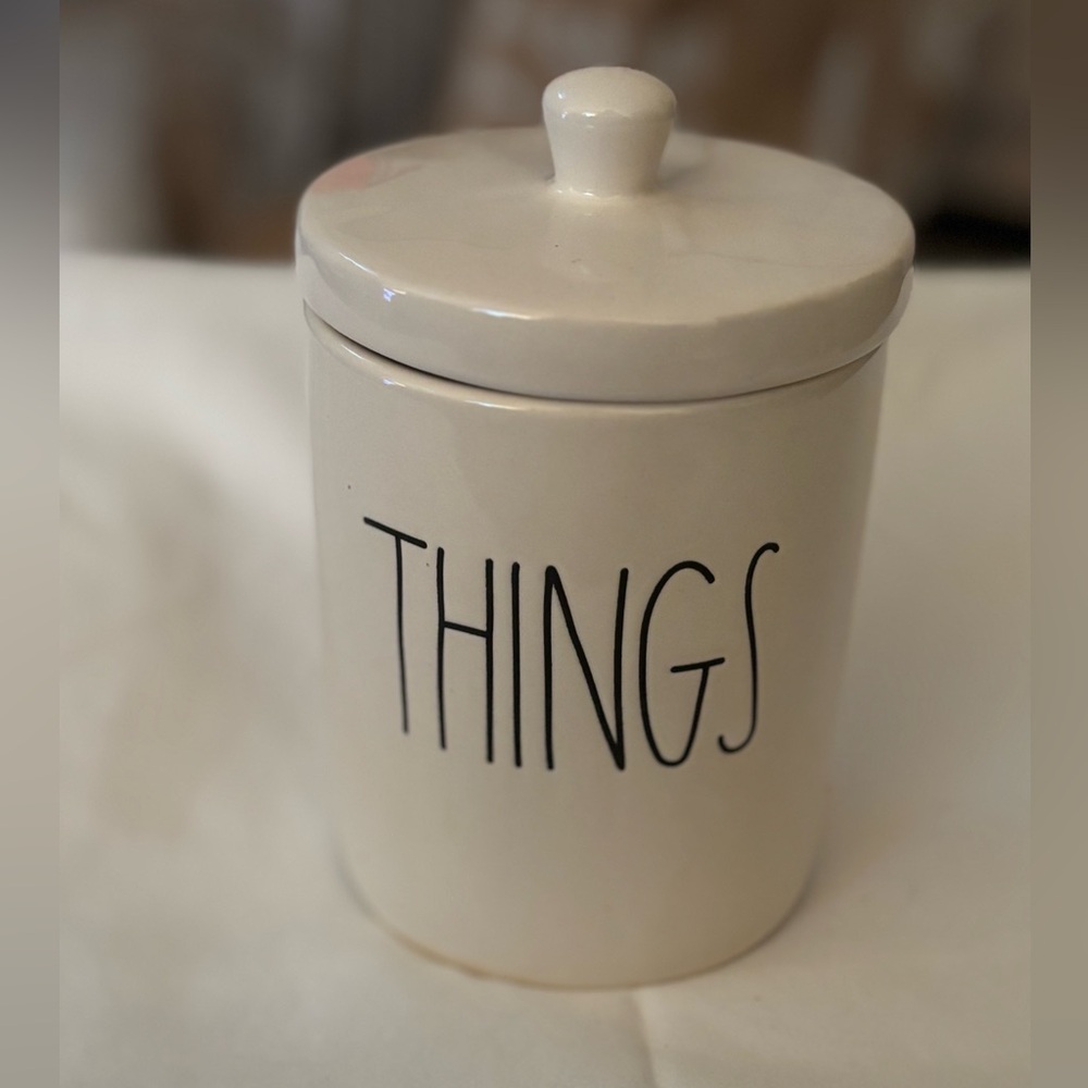 Rae Dunn THINGS Ceramic Canister with Lid